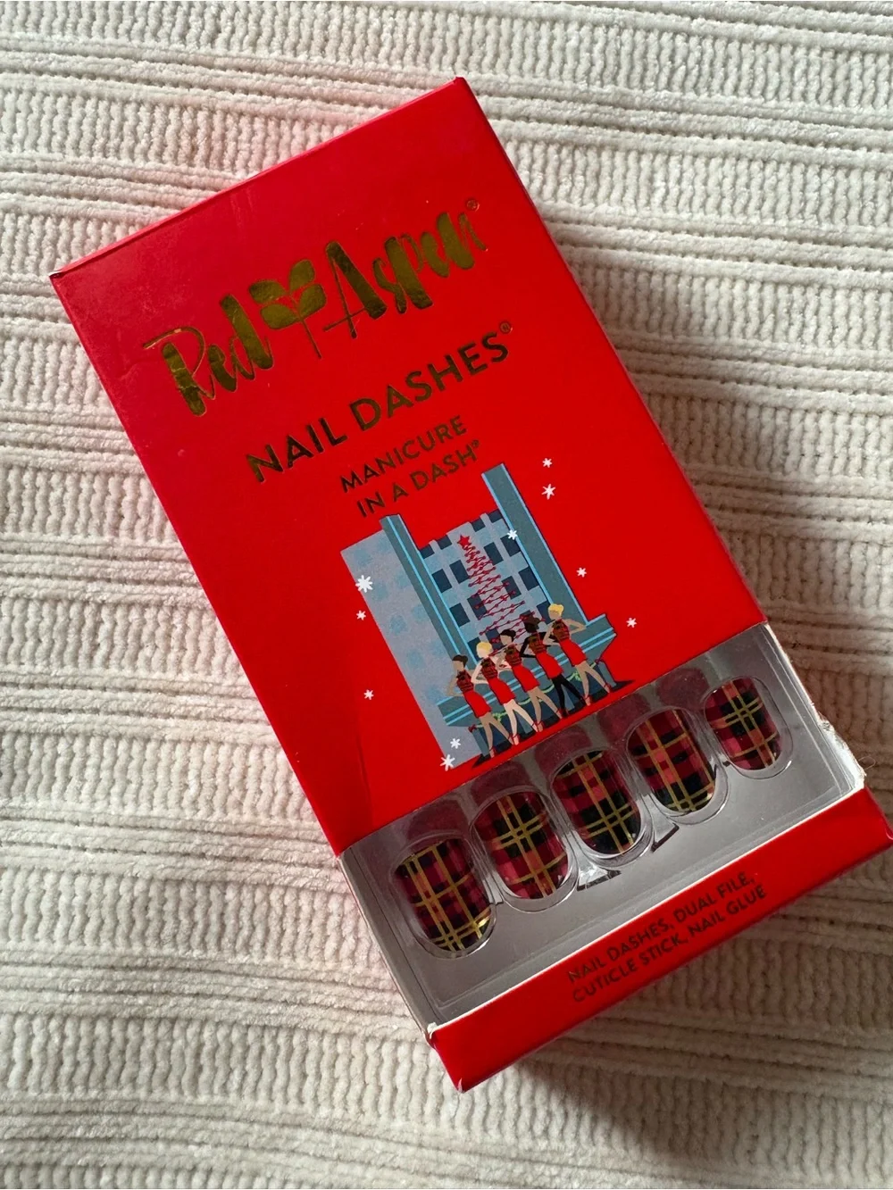 Red Aspen Red Plaid Nail Dashes Press-On Nails Kickin It With Roman